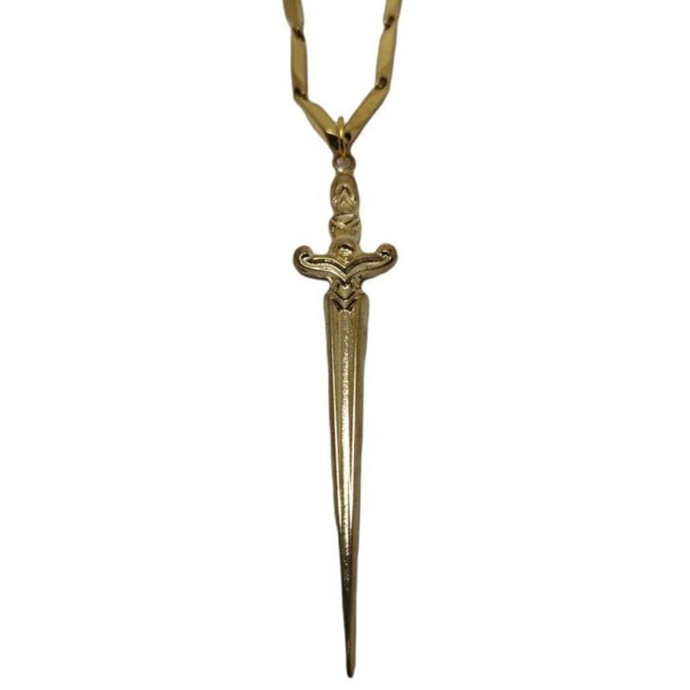 Corrente Com Pingente Espada 9 Cm Dourada