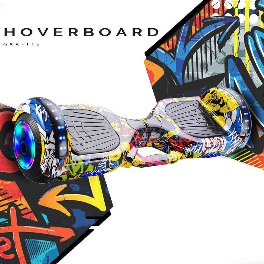 Hoverboard Infantil Skate Elétrico Arte Urbana Led Grafite