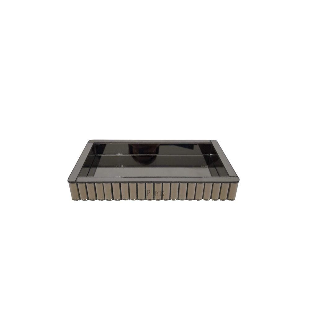 Bandeja Decorativa Retangular de Vidro Fumê 35cm