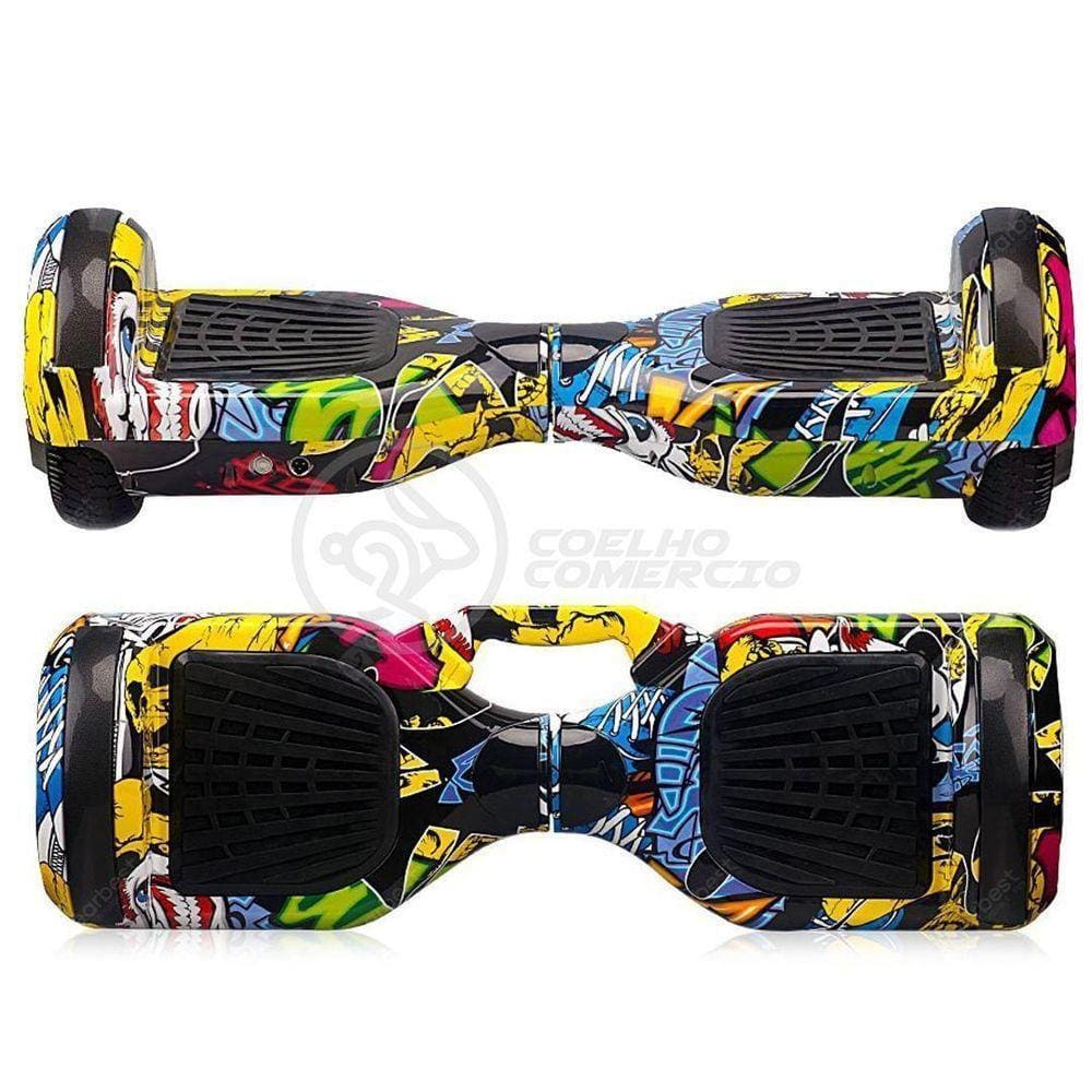 Hoverboard Infantil Skate Elétrico Arte Urbana Led Grafite