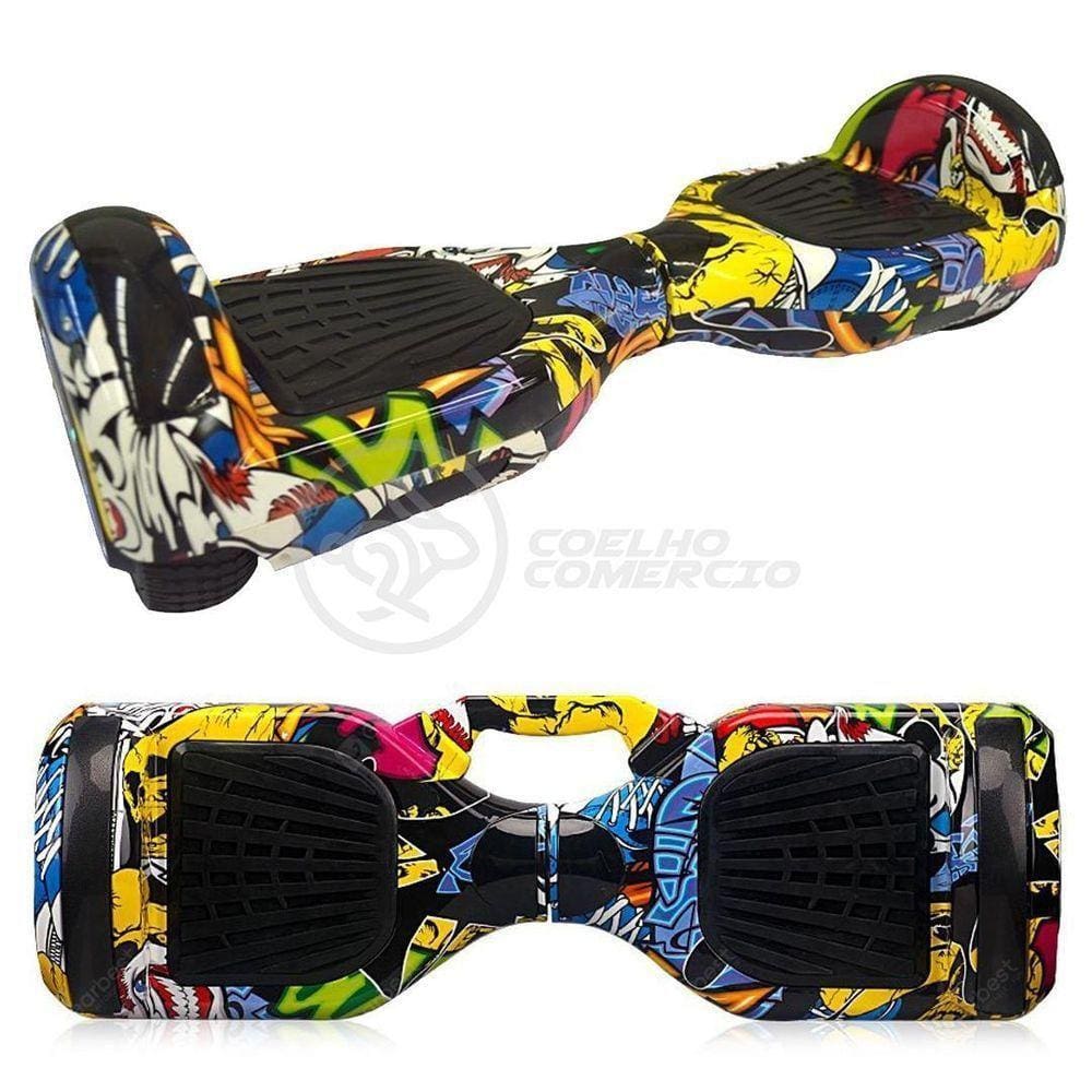 Hoverboard Infantil Skate Elétrico Arte Urbana Led Grafite
