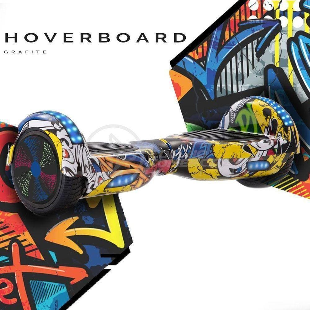 Hoverboard Infantil Skate Elétrico Arte Urbana Led Grafite