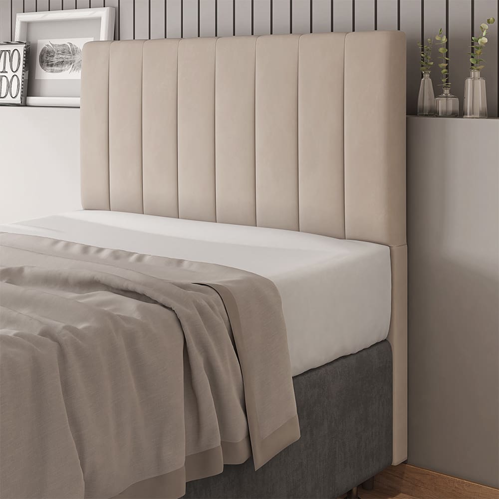 Cabeceira Queen 160cm Carla Veludo Bege Com Frame Digital Móveis