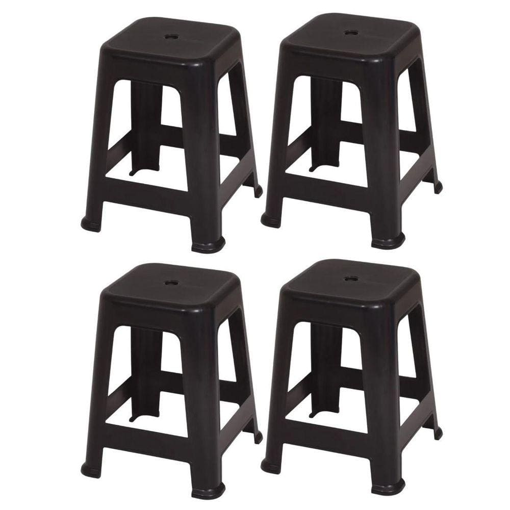 Kit 4 Banquetas Plástica Banquinho Mor 120Kg - Branco