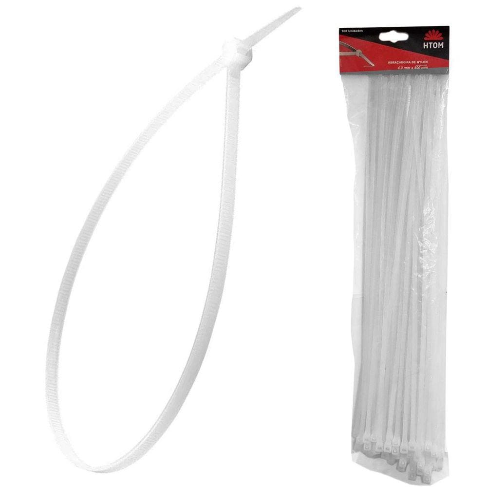 Kit 100 Abraçadeiras Nylon Branca 4Mm X 400Mm Enforca Gato