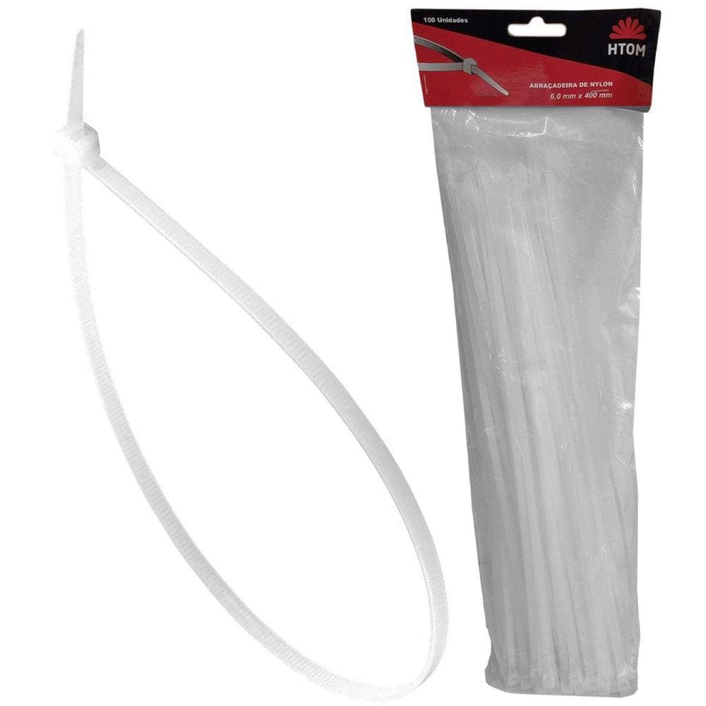 Kit 100 Abraçadeiras Nylon Branca 6Mm X 400Mm Enforca Gato