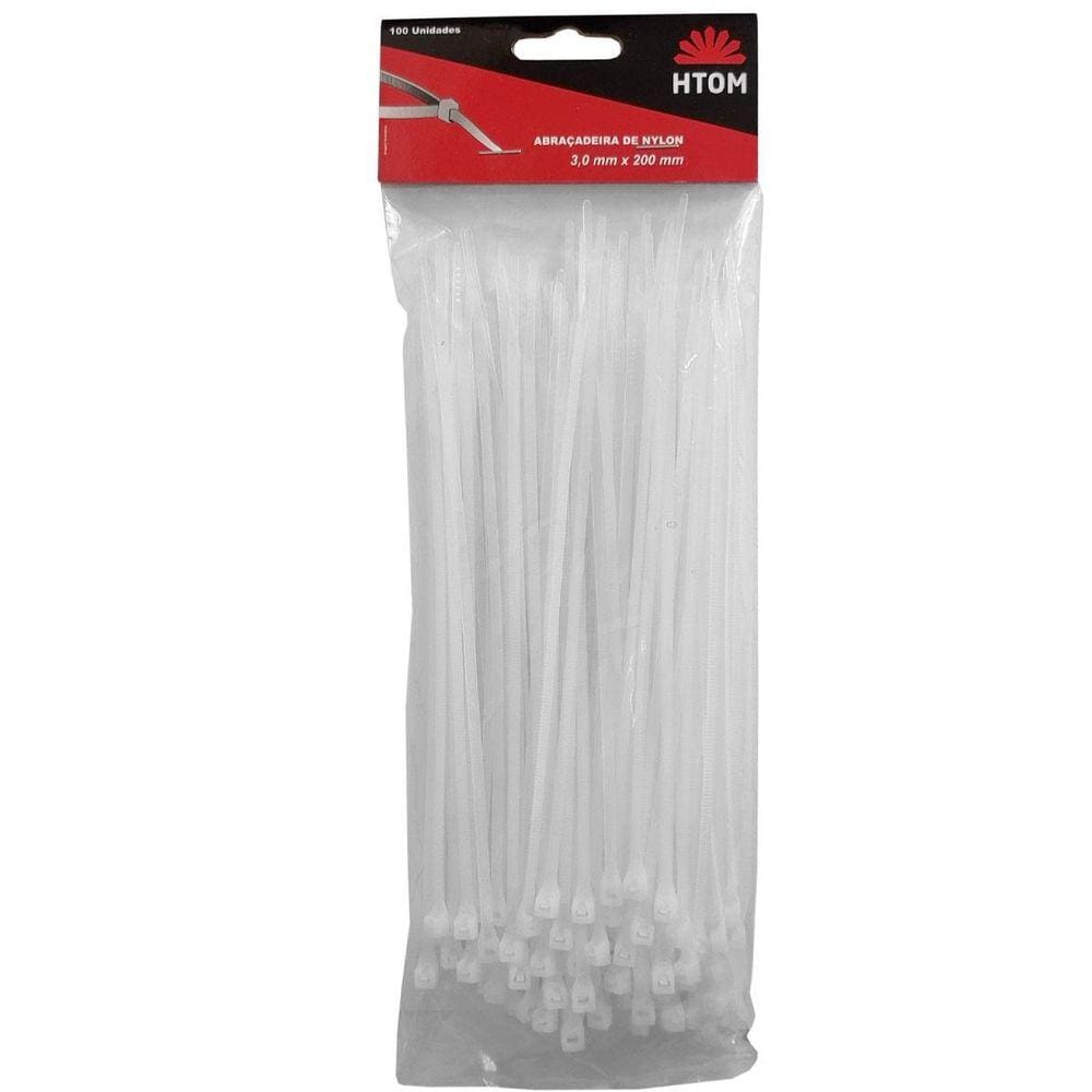 Kit 100 Abraçadeiras Nylon Branca 3Mm X 200Mm Enforca Gato