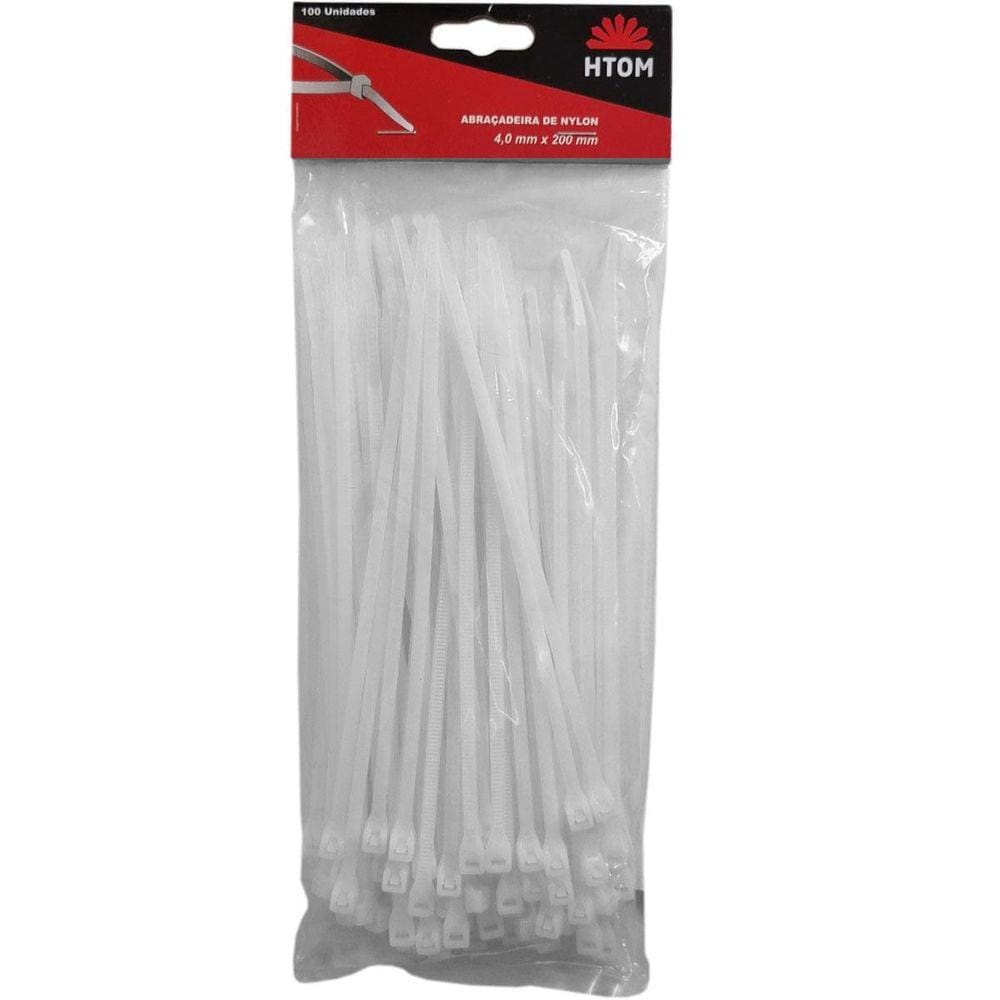 Kit 100 Abraçadeiras Nylon Branca 4Mm X 200Mm Enforca Gato
