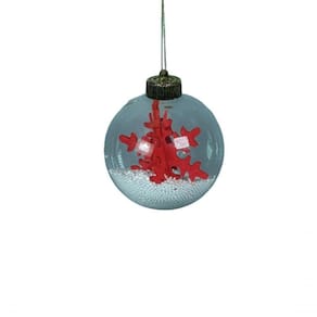 Jogo Com 3 Bolas Transparente E Floco De Neve Interno Bd1124