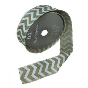 Fita Decorativa Juta Bege Com Detalhes Branco 7 X 9.14
