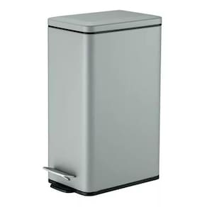 Lixeira Retangular Com Pedal Slim Inox 5 Litros Cinza Fosco