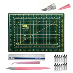 Kit Base de Corte Pequena A-5 Régua 15cm Estilete de Precisão com Refil Pinça Para Patchwork Artesanato Scrapbook