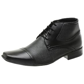 Bota Social Cano Curto M&D Store Com cadarço e Bico Quadrado