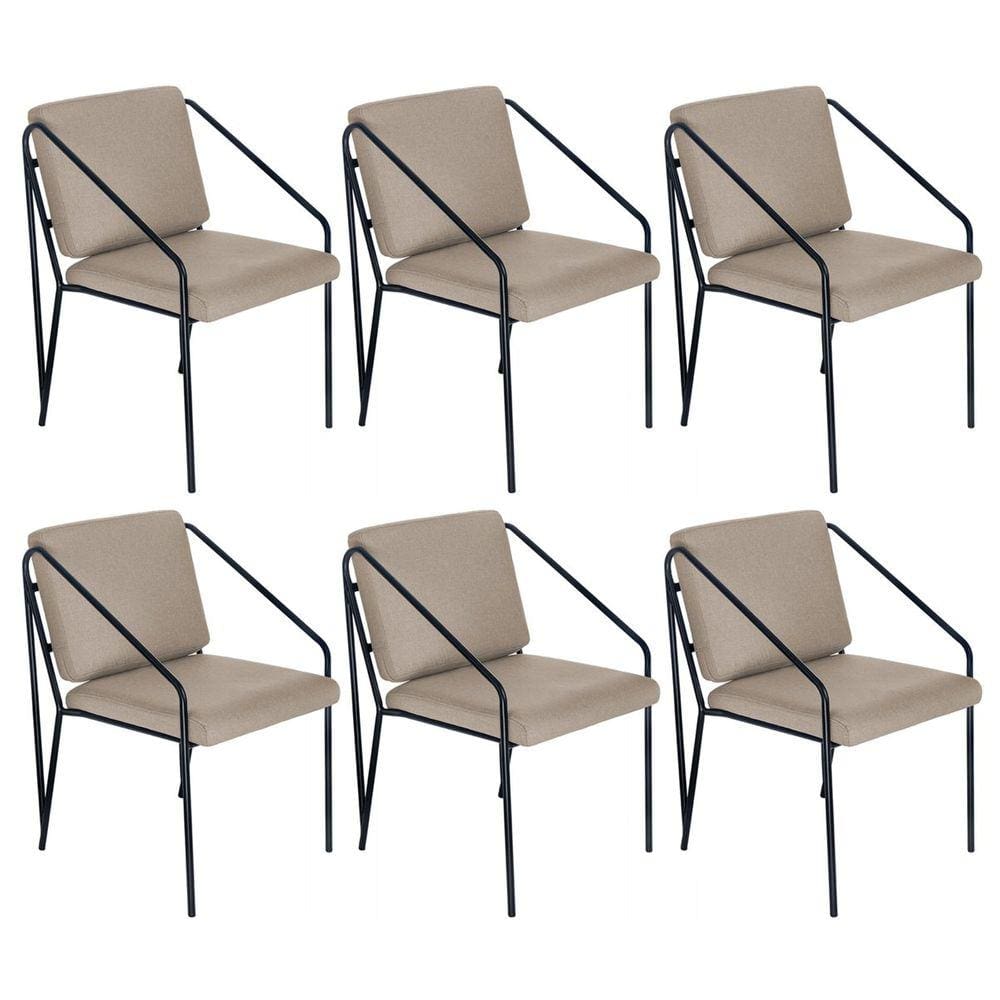 Kit 6 poltronas cadeiras estofada Bergen nórdico escandinavo