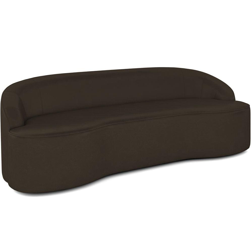Sofá 4 Lugares Curvo Sala de Estar Living Lótus D02 Corino Marrom 230 cm C-34 - Lyam
