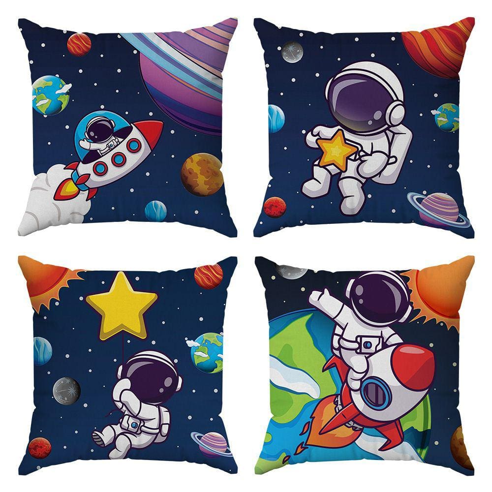 Kit 4 Capas Almofadas Decorativa Astronauta Nº2 45x45 ID Decor