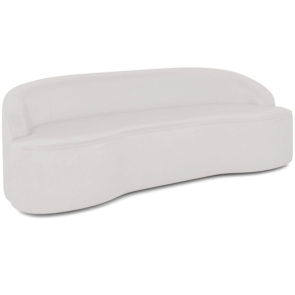 Sofá 3 Lugares Curvo Sala de Estar Living Lótus D02 Corino Branco 180 cm C-12 - Lyam