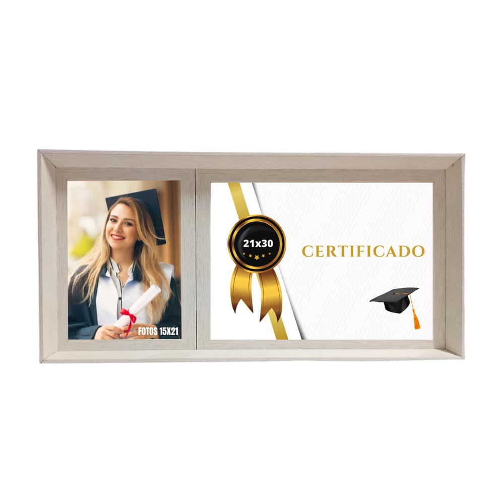 Quadro Foto+Diploma Moldura Chanfrada