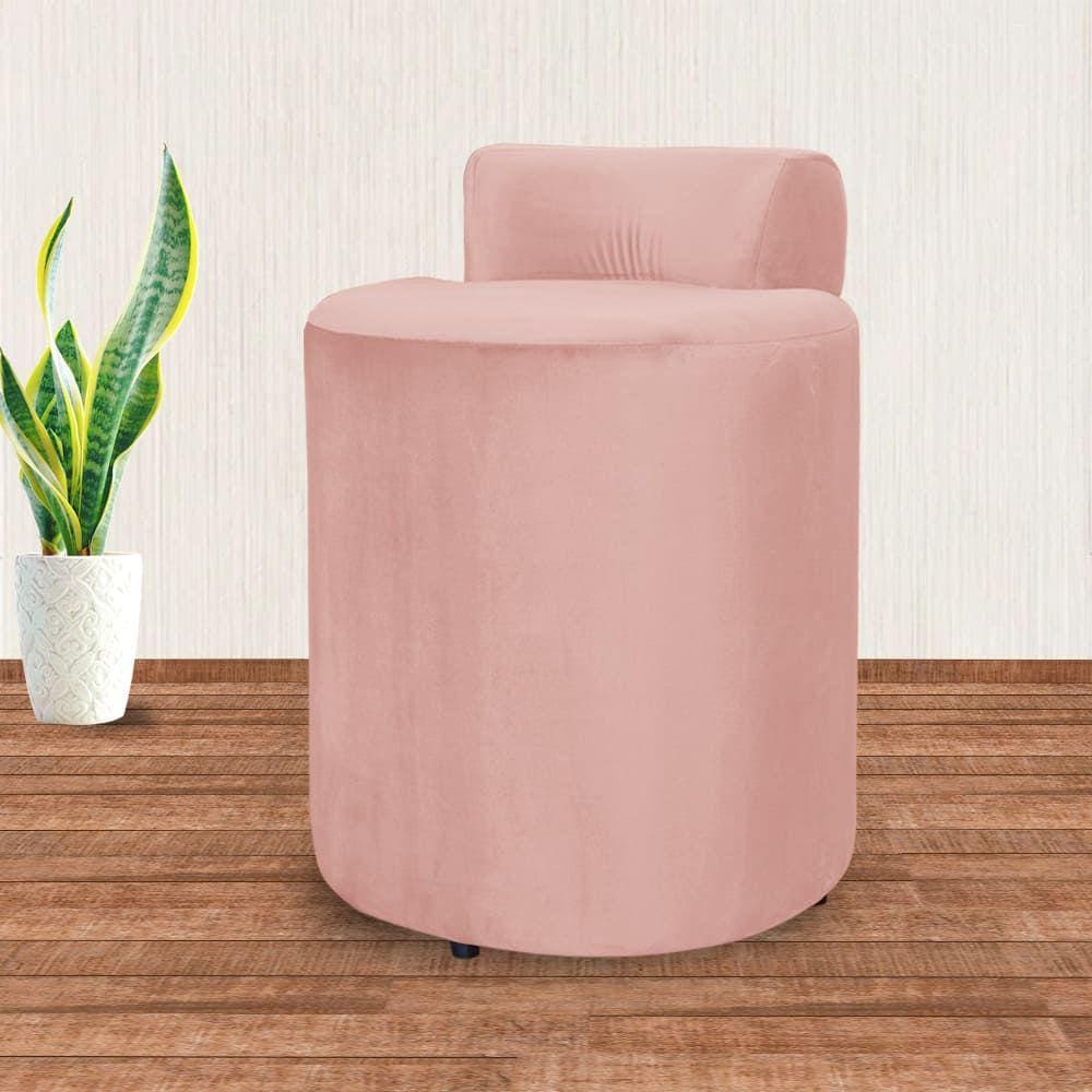Puff Athena Quarto Veludo Rosa - Vallisa Decor