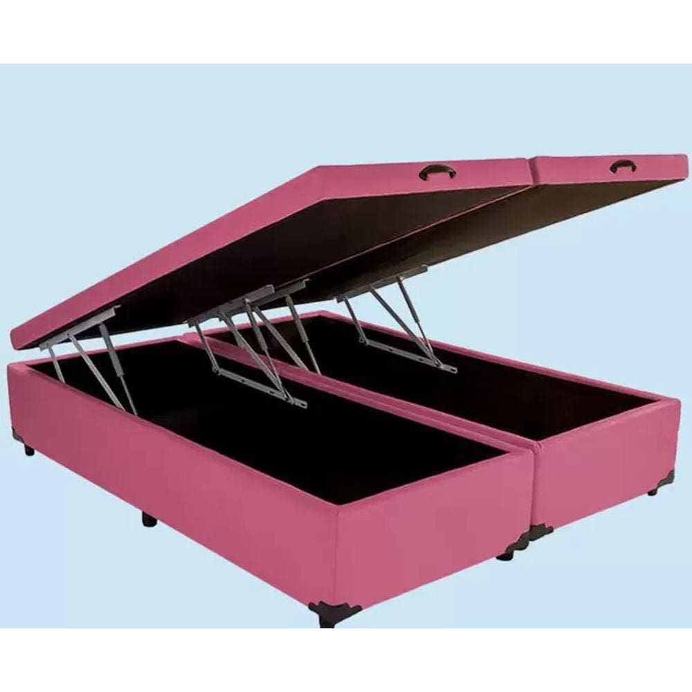 Cama Box Baú Casal Bipartido Suede Rosé