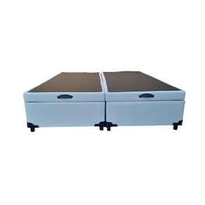 Cama Box Bau Casal Bipartido Linhão Branco Com Pistão A Gás