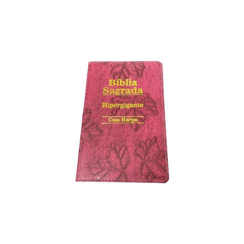 Bíblia Sagrada Letra Hipergigante Com Harpa Cor Folha Pink