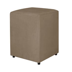 Puff Quadrado Decorativo Para Sala Suede Cappuccino - Vallisa Decor