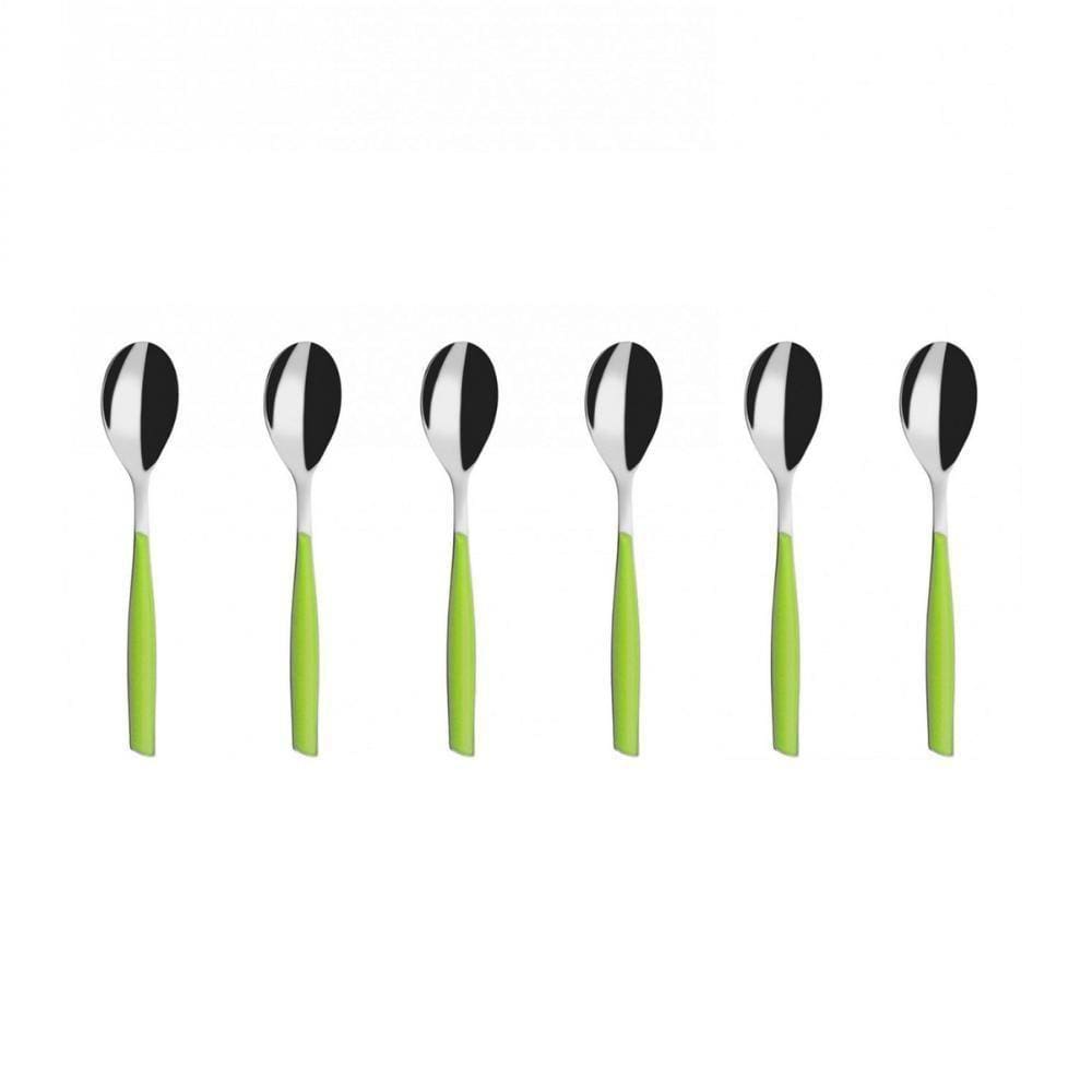Colher Café 15cm Inox 6 Peças Verde Limão Glamour Bugatti