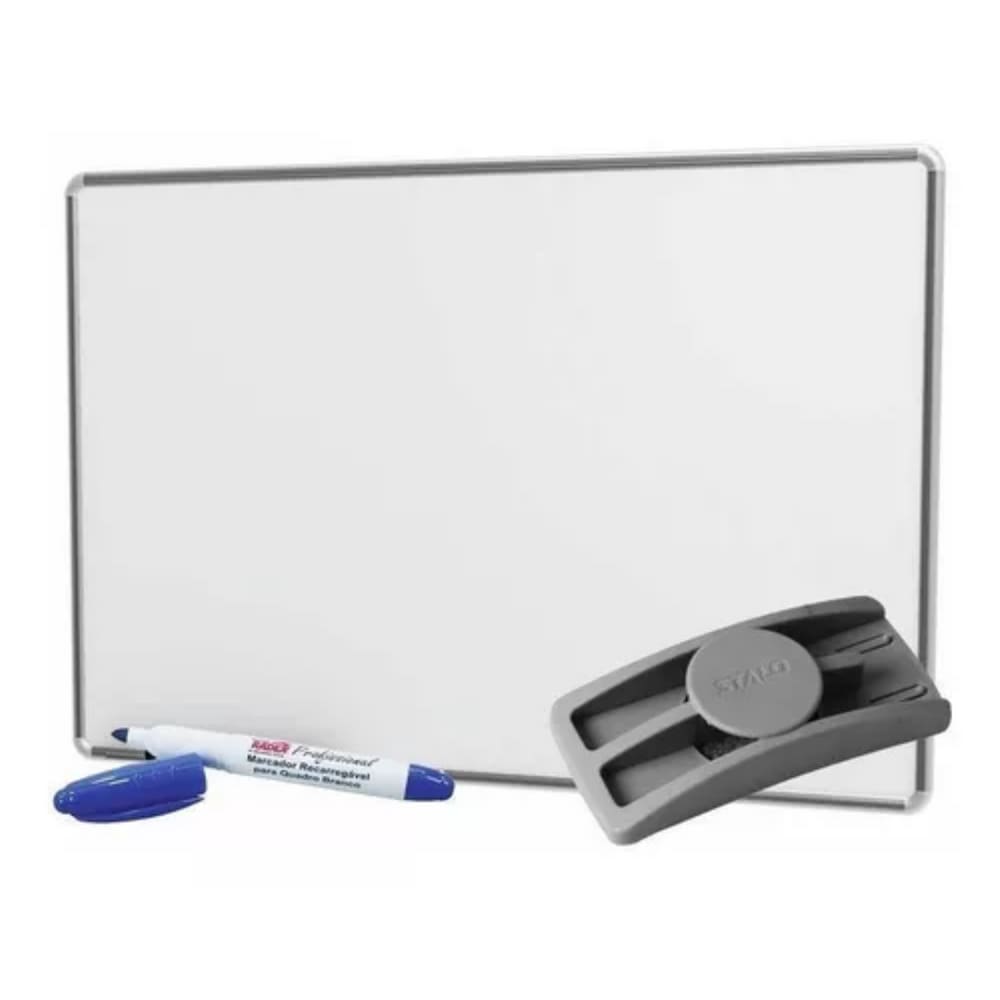 Lousa Quadro Branco Anotações 40x30 Moldura Alumínio 40x30 Caneta Marcadora Apagador