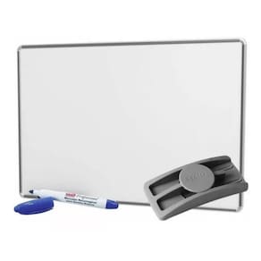 Lousa Quadro Branco Anotações 40x30 Moldura Alumínio 40x30 Caneta Marcadora Apagador