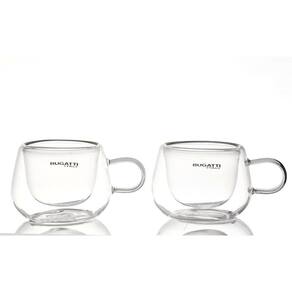 Conjunto 2 Xícaras Café Parede Dupla Com Alça 100ml Bugatti