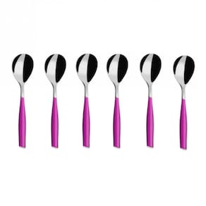 Colher Para Café 15cm Inox 6 Peças Roxo Glamour Bugatti