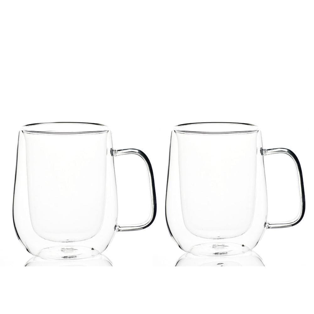 Conjunto 2 Copos Com Alça Parede Dupla 350ml Borossilicato