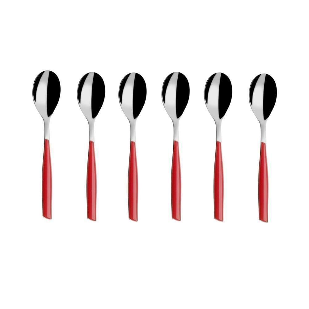 Colher Para Café 13cm Inox 6 Peças Vermelha Glamour Bugatti