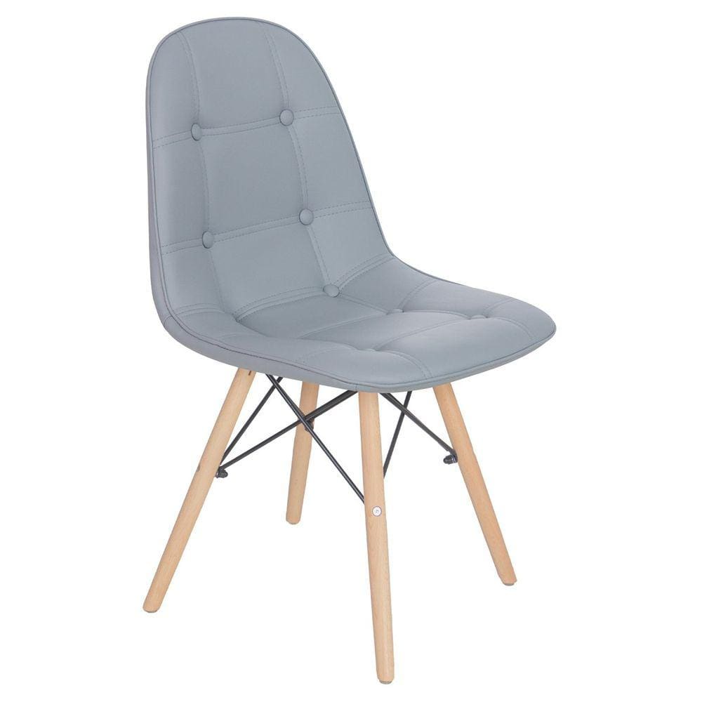 Cadeira estofada Charles Eames Eiffel Botonê com pés de madeira clara