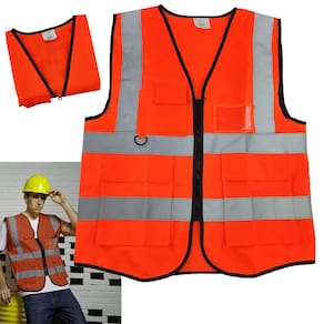 Colete Sinalizador Refletivo Segurança Trabalho EPI Blusao Fluorescente Bolsos Ziper Obra Transito Guarda Sinal