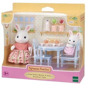 Sylvanian Families Café da Manhã Mamãe Bebê Coelhos de Neve