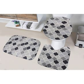Kit Tapete de Banheiro Tecil Pop 3 Peças Turquia Preto