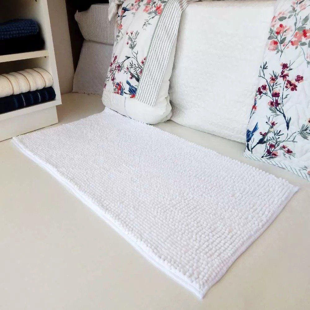 Tapete Microfibra Popcorn 50x70cm Antiderrapante Appel Branco