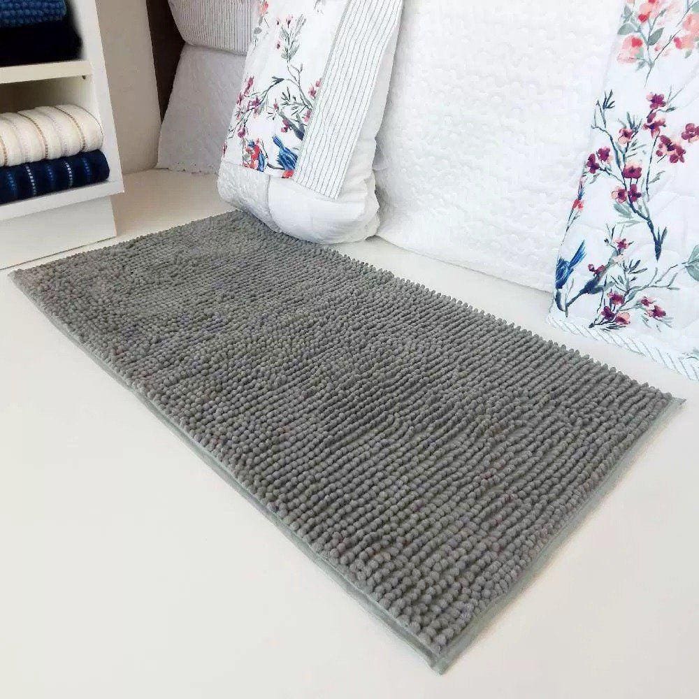 Tapete Microfibra Popcorn 40x60cm Antiderrapante Appel Prata