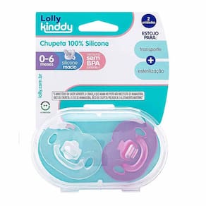 Kit 2 Chupetas - Silicone - 0-6m - Rosa - Lolly Kinddy
