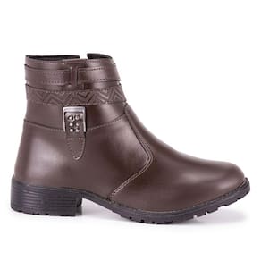 Coturno Feminino Salto Montaria Cano Curto Bota Conforto Marrom