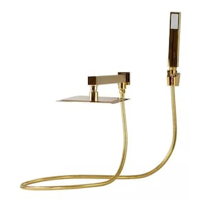 Ducha Slim Quadrada 20cm. Com Desviador Dourado Brilhante