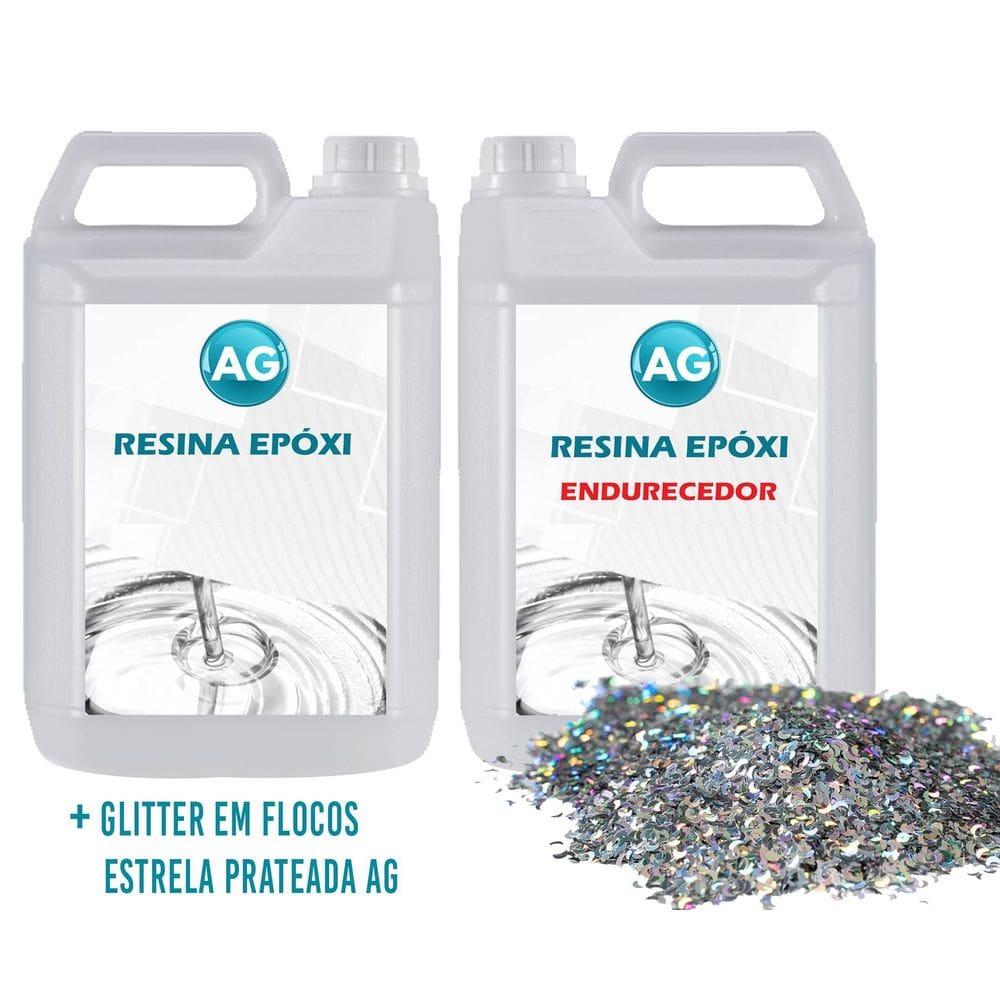 Resina Epóxi 1Kg + Glitter Em Flocos Lua De Prata Ag Baixa E