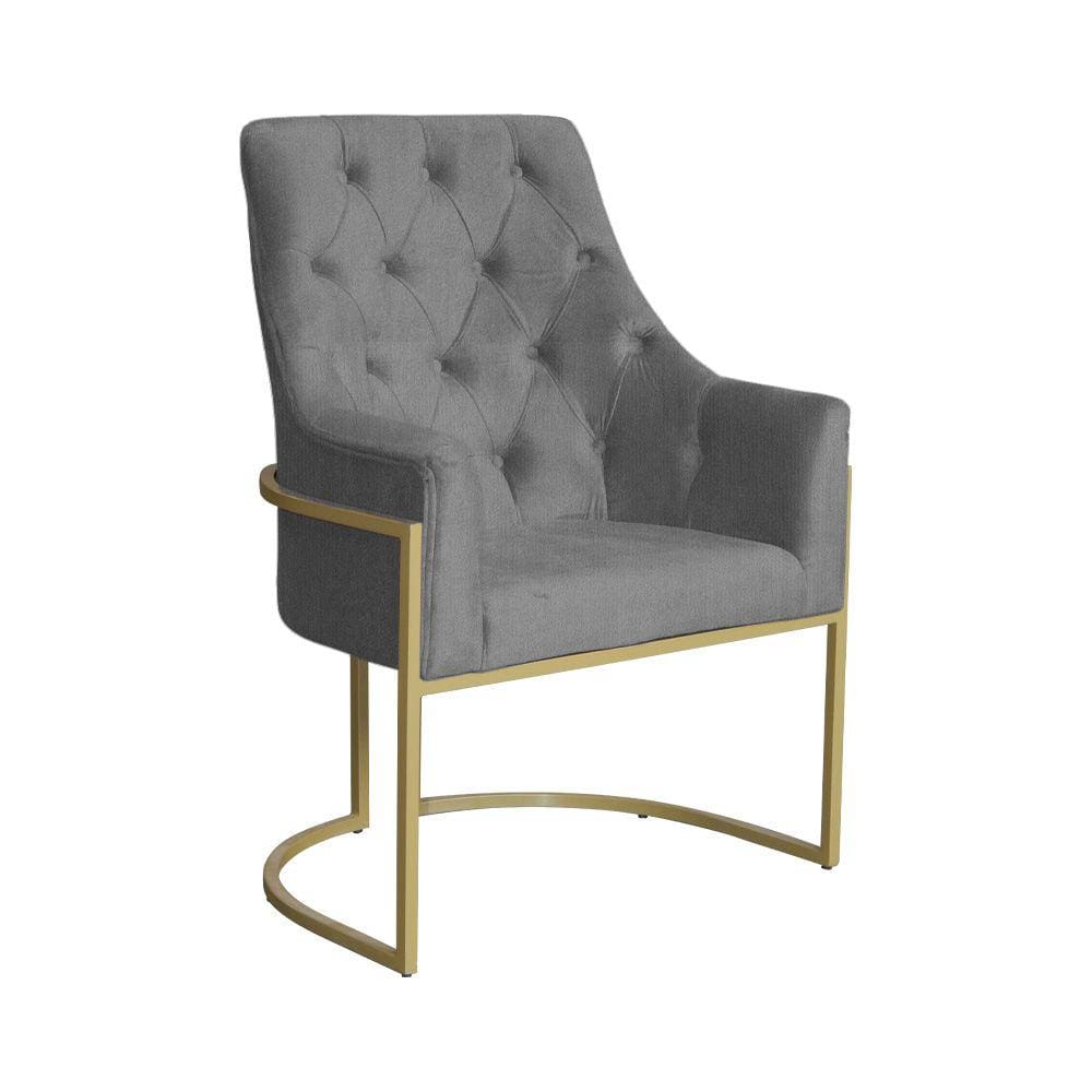Cadeira Poltrona Vick Sala De Estar Suede Cinza - Vallisa Decor