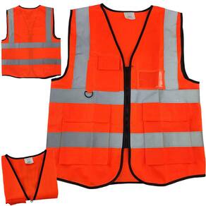 Colete Sinalizador Faixa Refletiva EPI Segurança Trabalho Blusao Fluorescente Bolsos Ziper Obra Transito