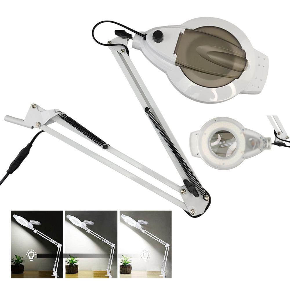 Lupa Luminaria Led Estetica Dentista Salao Cosmetologia Profissional Cilios Limpeza de Pele Suporte Flexivel Garra Giratorio Iluminaçao Multiuso