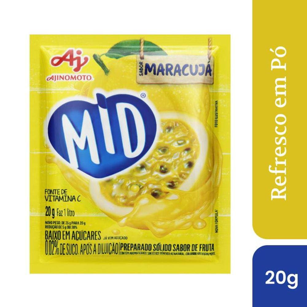 Refresco Em Pó MID Sabor Maracujá 20g