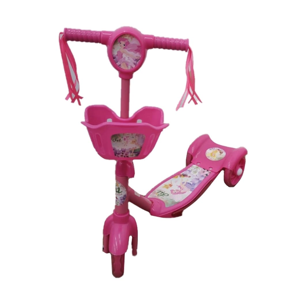 Patinete Infantil 3 Rodas com Led Rosa-Divertido