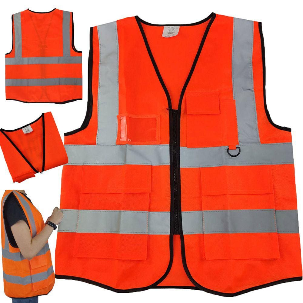Colete Faixa Sinalizador EPI Blusao Fluorescente Segurança Trabalho Obra Estacionamento Transito Guarda Construçao Blusa